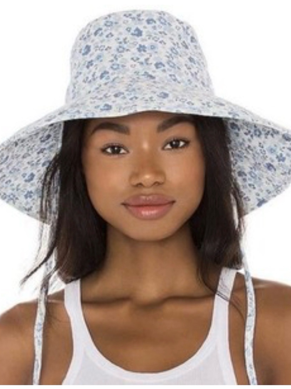Lack Of Color Women's Blue and White Floral Sun Hat